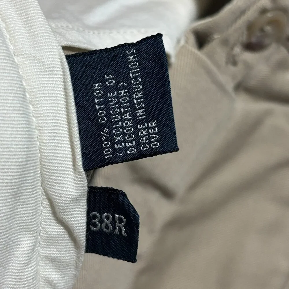 VTG Polo Ralph Lauren Chino Pants Khaki Stretch Flyfish Embroidered Mens Sz 38R‎